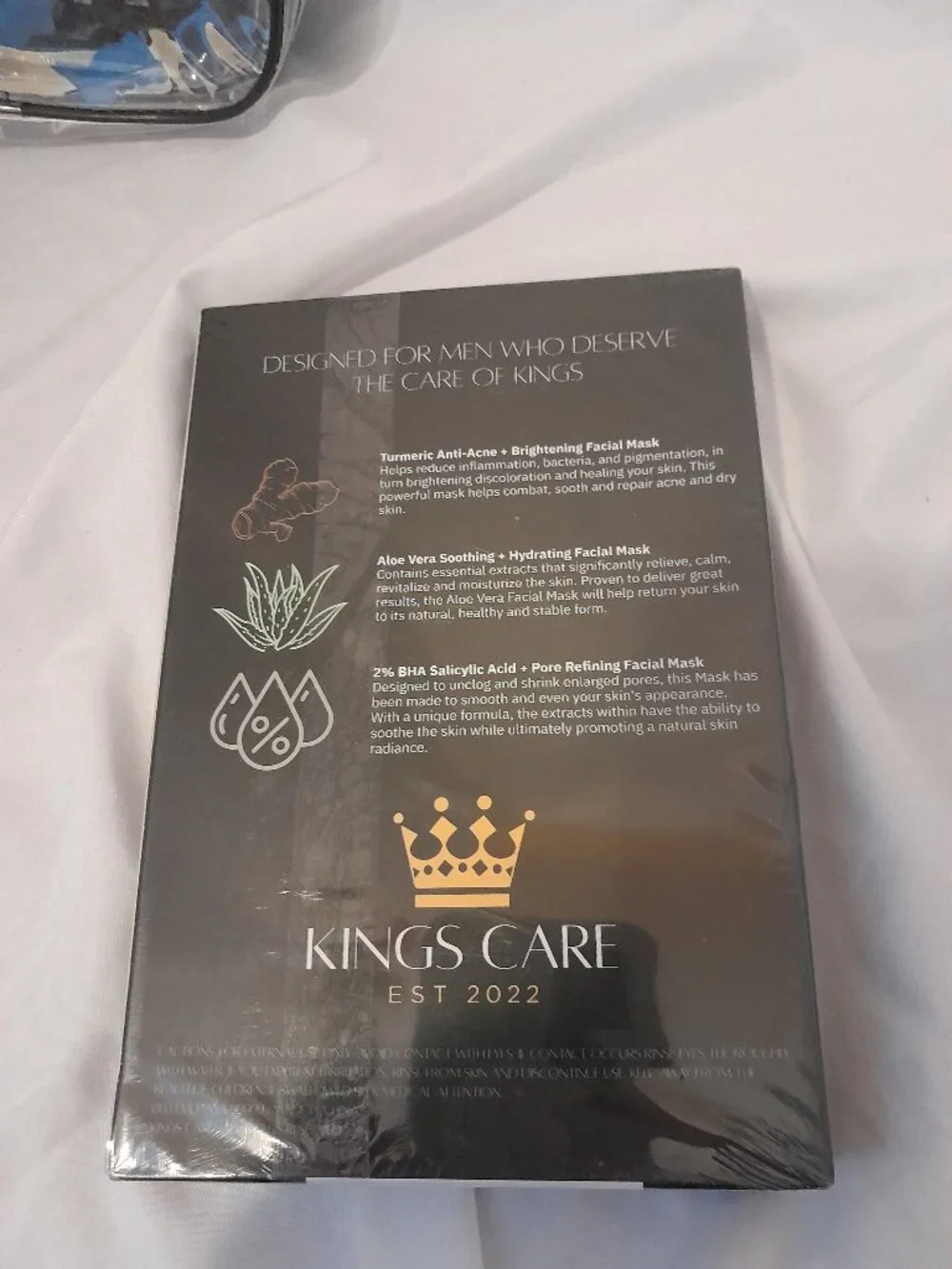 Kings Care Men's 6-Pc Face Mask Kit with Clear Travel Bag - New & Sealed Set - Picture 6 of 10